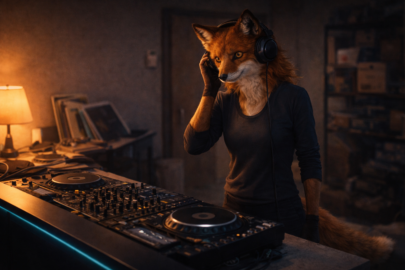 Foxyana's first encounter with vinyl — hands on a record, beginning