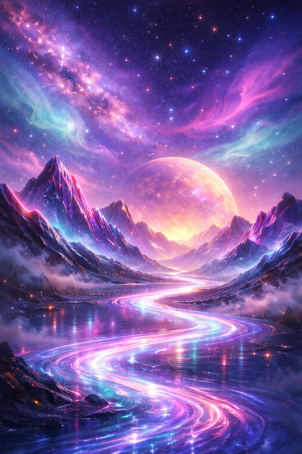 Glowing mountains and a cosmic river of light — the steppe's electronic translation