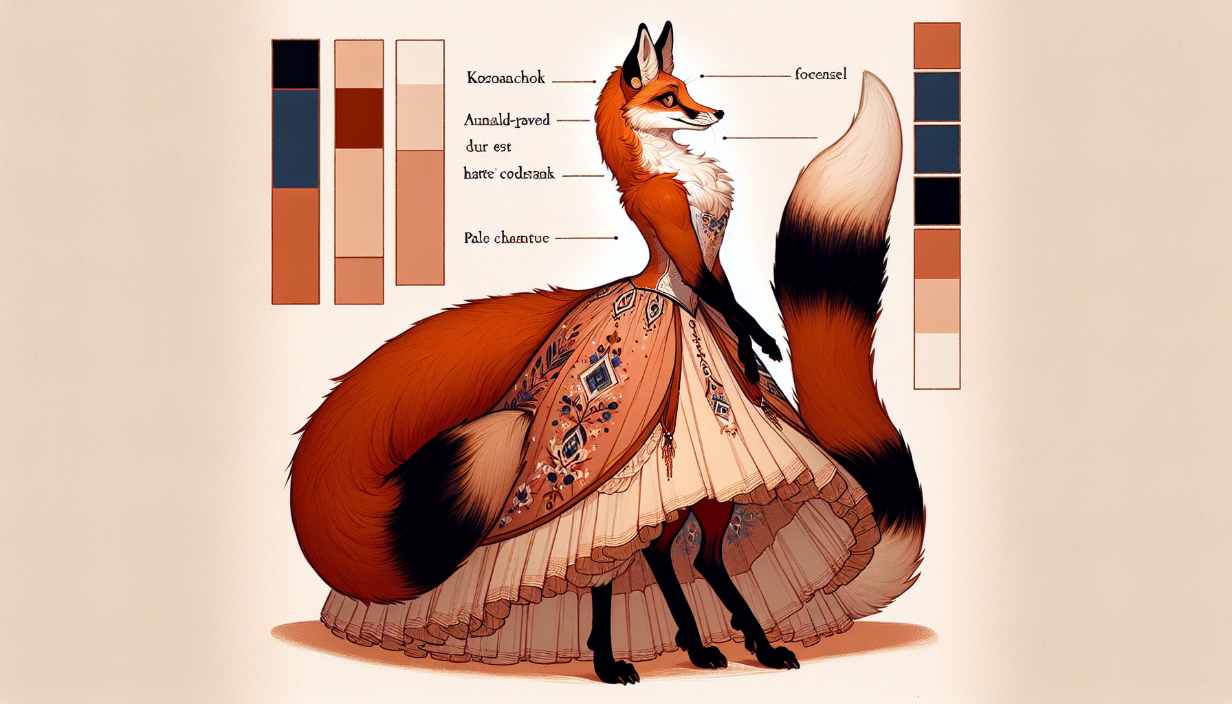 Foxyana in editorial pose bridging folk and ballroom traditions