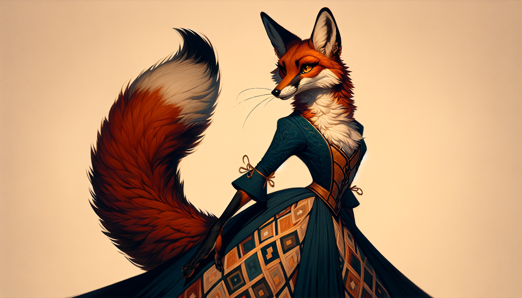 Foxyana examining Hutsul embroidery patterns on traditional garments