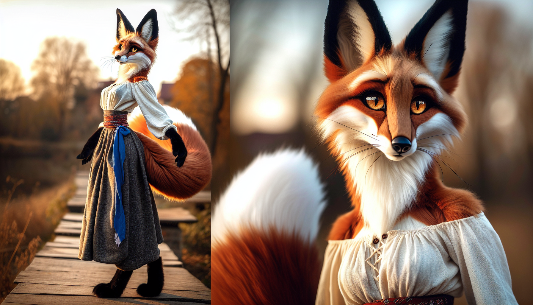 Foxyana at an outdoor evening gathering in the Poltava region as a bandura player performs