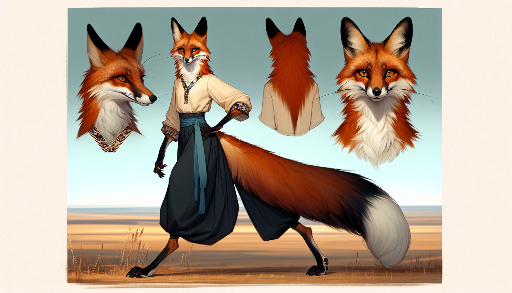 Endless steppe horizon at golden hour