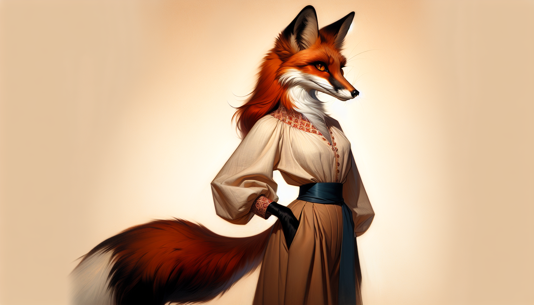 Foxyana on a misty Polissia forest path in autumn